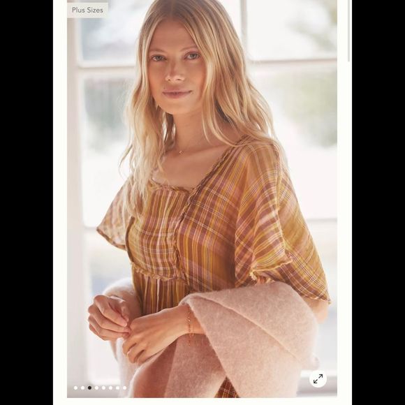 Anthropologie Gauzy Plaid Mini Dress - Picture 4 of 7